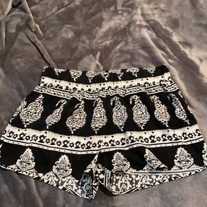Printed black & cream shorts
